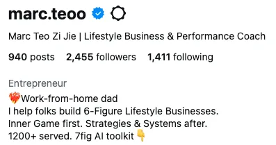 Marc's Instagram profile screenshot