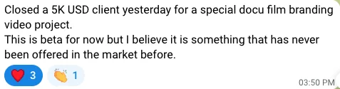 Client message about a documentary project booking