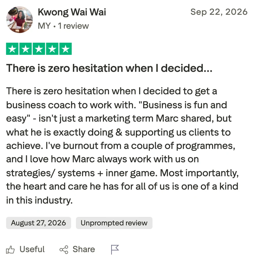 Trustpilot review by Kwong Wai Wai